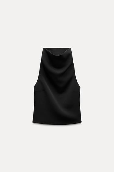 Zara HIGH NECK TOP ZW COLLECTION - Black