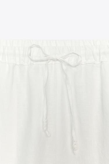 ZW COLLECTION LINEN TROUSERS WITH VENTS - White by Zara - Image 8