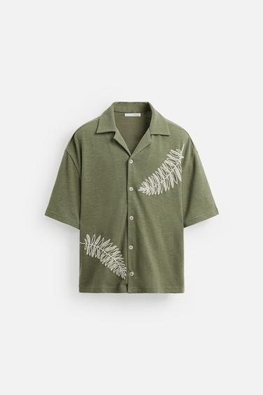 CAMISA BORDADO ABALORIOS - Verde de Zara