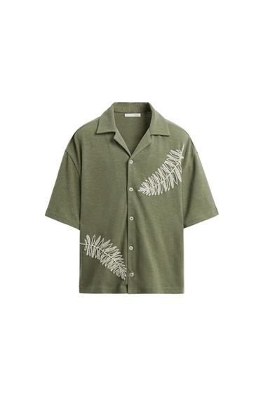 BEADED EMBROIDERY SHIRT - Green by Zara - Image 0