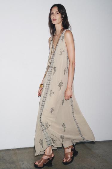 ZW COLLECTION BEADED EMBROIDERED DRESS - Pearl grey by Zara - Image 0