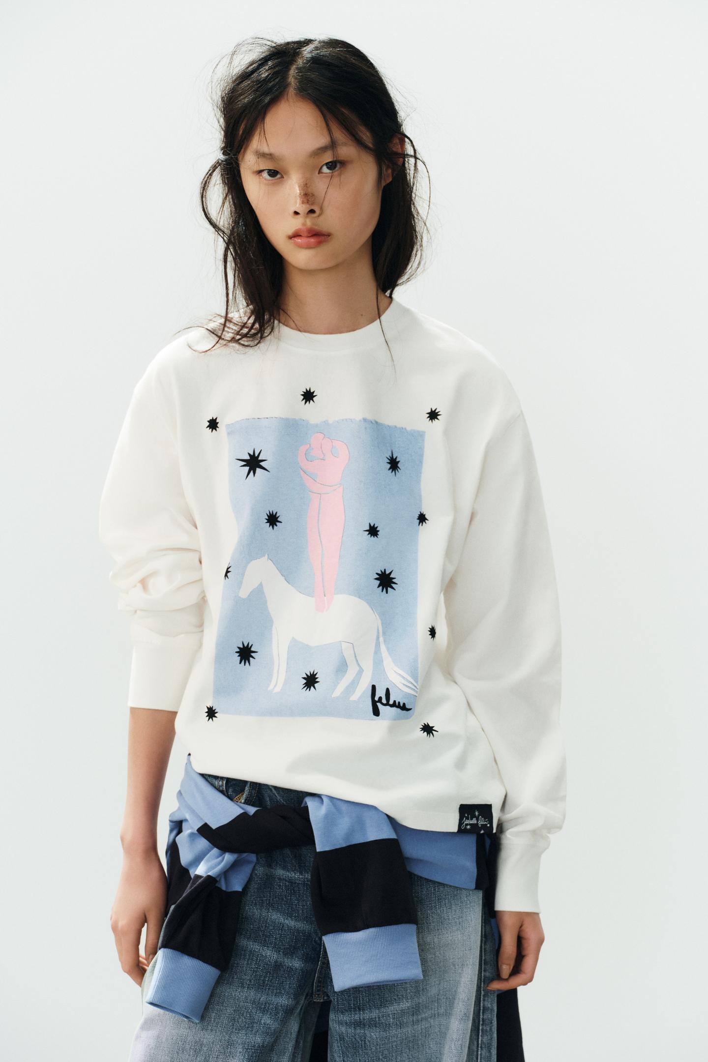 Женская футболка Zara Isabelle Feliu Printed, цвет: Белый — фото 2