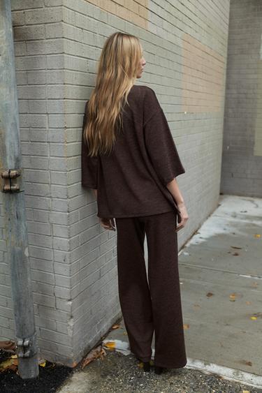BASIC PIQUÉ TROUSERS - Dark brown by Zara - Image 2