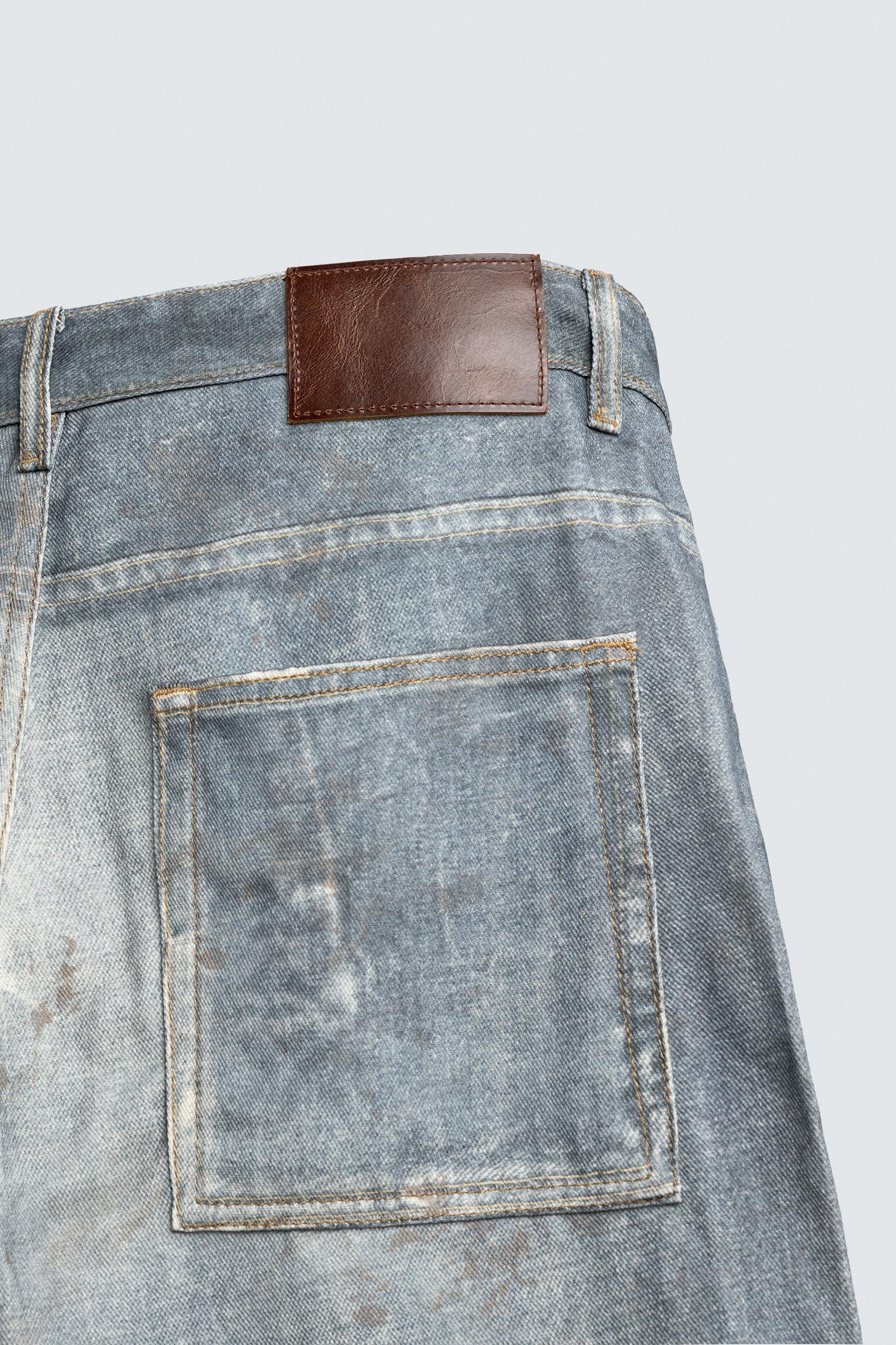 プリント バギーフィット デニムパンツ - 濃青 | ZARA Japan / 日本