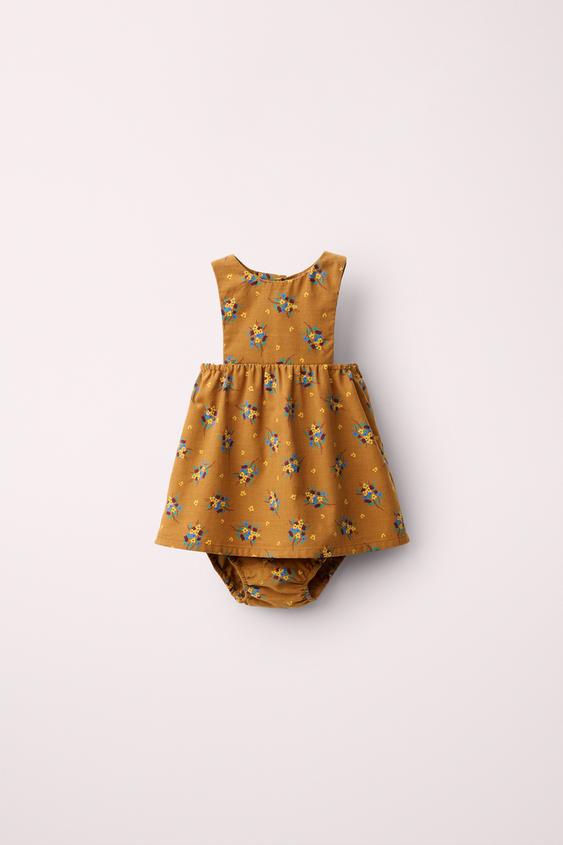 CREATED BY CARAMEL LONDON X ZARA 플라워 마이크로 코듀로이 점퍼 스커트 및 브리프 세트 - Zara의 카라멜 - 이미지 0