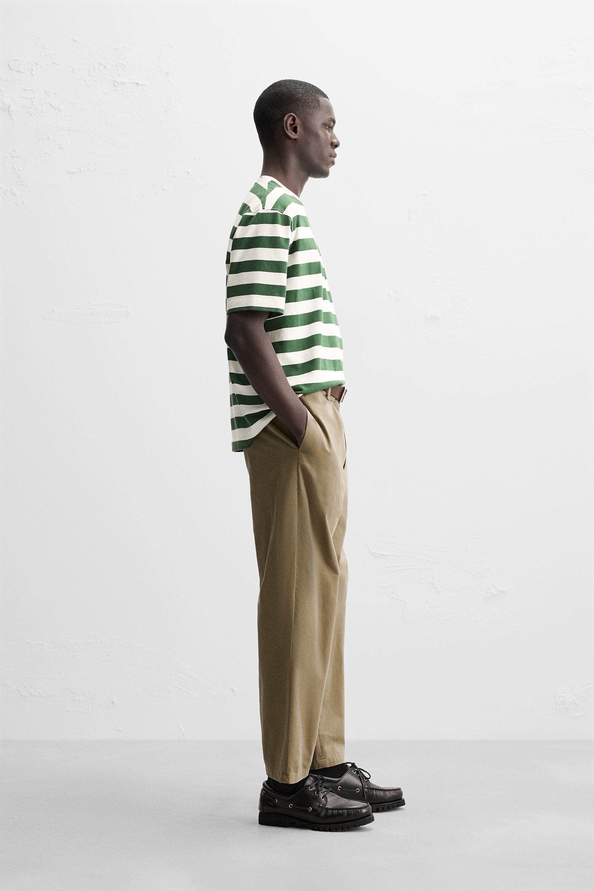 STRIPED JACQUARD T-SHIRT - White / Green | ZARA United States