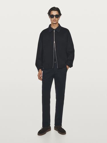 Zara Slim fit textured trousers - Navy blue