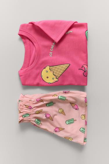 2-6 AÑOS/ PIJAMA CAMISETA Y BERMUDA HELADOS - Rosa de Zara