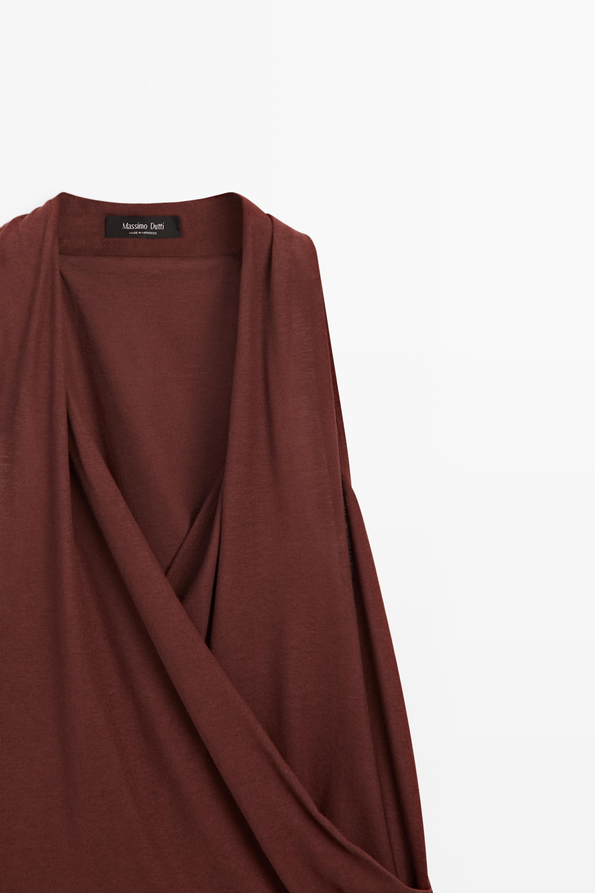 100% cotton draped surplice top