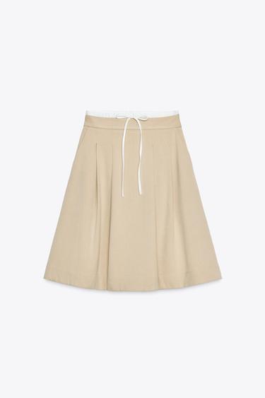 DOUBLE WAISTBAND SKIRT - Light camel by Zara
