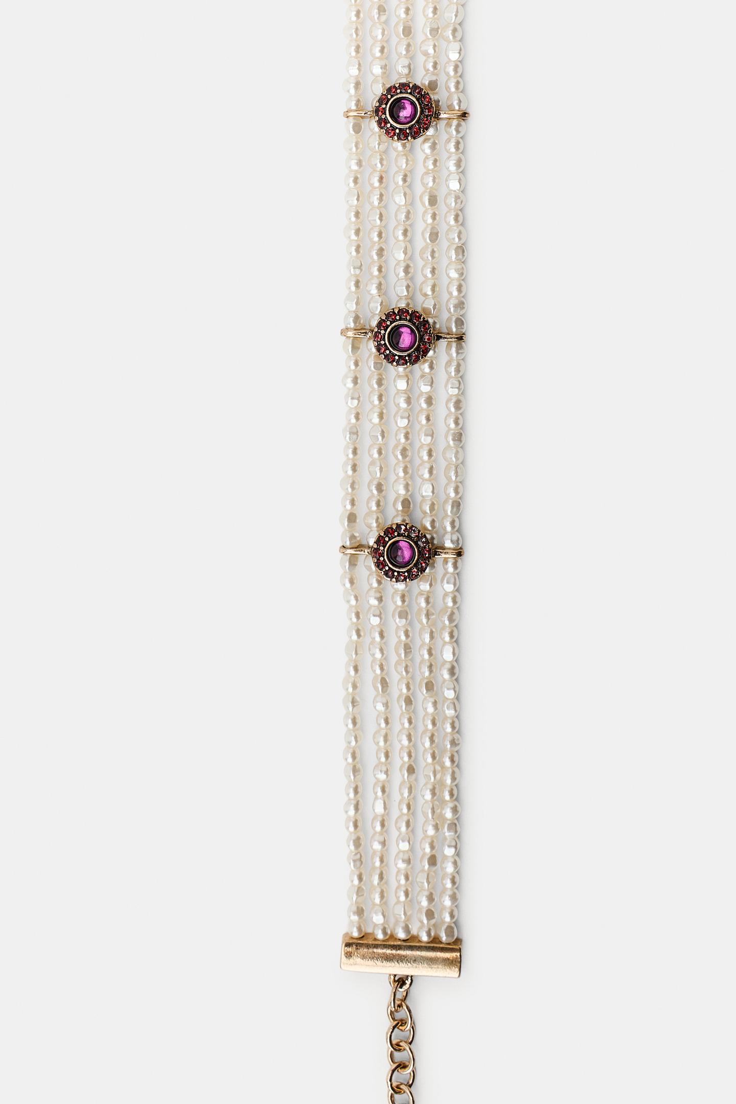 Женское колье Zara Pearl and Crystal — фото 5