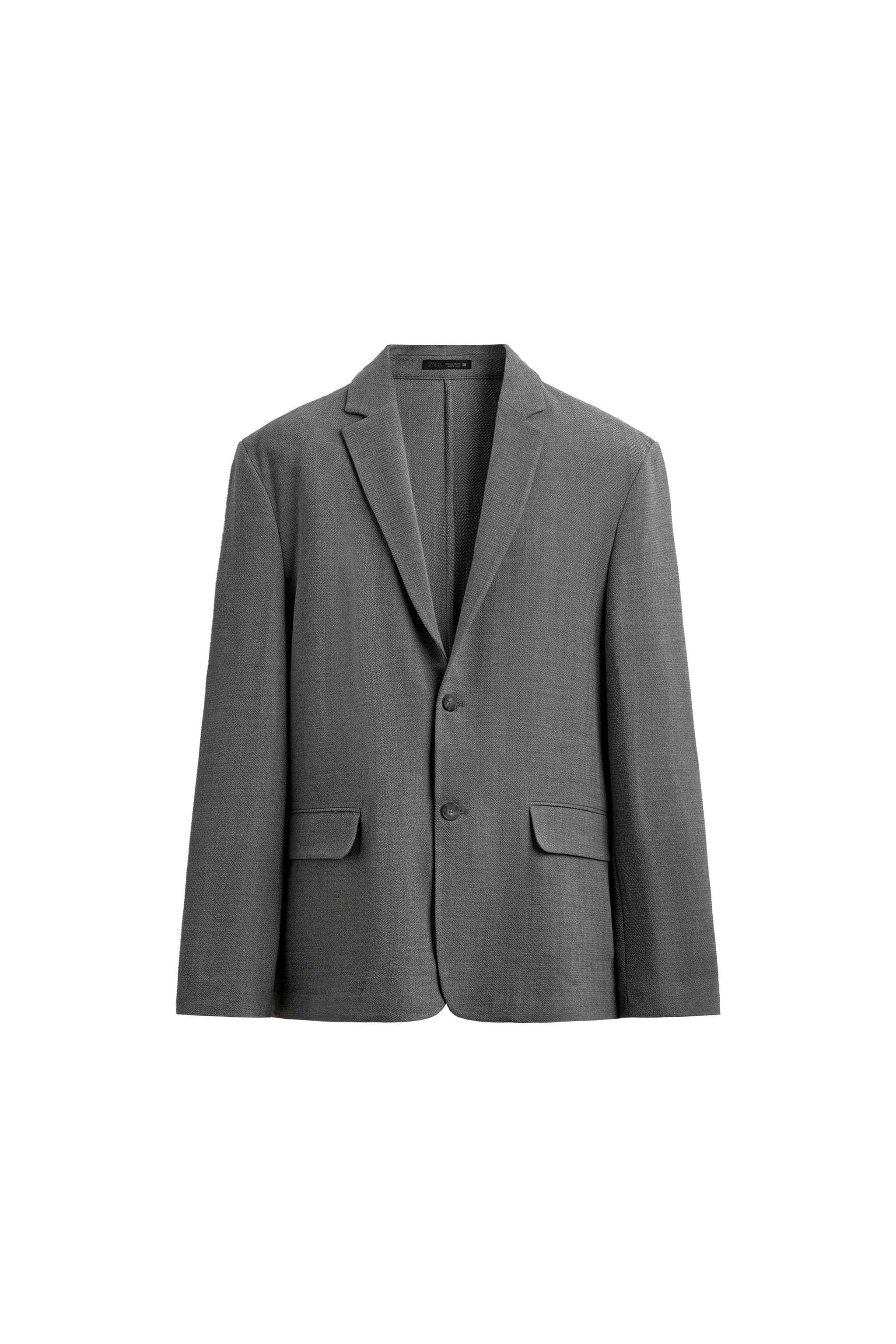 リラックスフィットヘリンボーンスーツブレザー - グレー | ZARA Japan