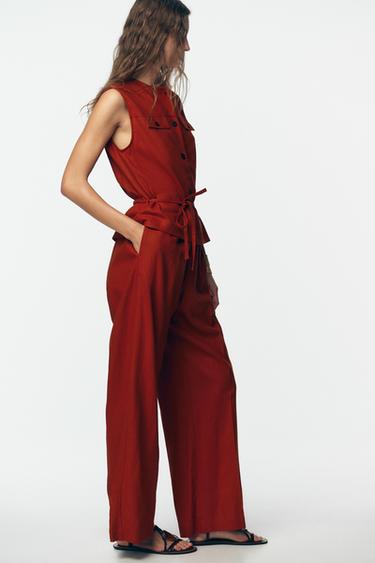 COMBINAISON GILET AVEC LIN - Tuile de Zara - Image 4