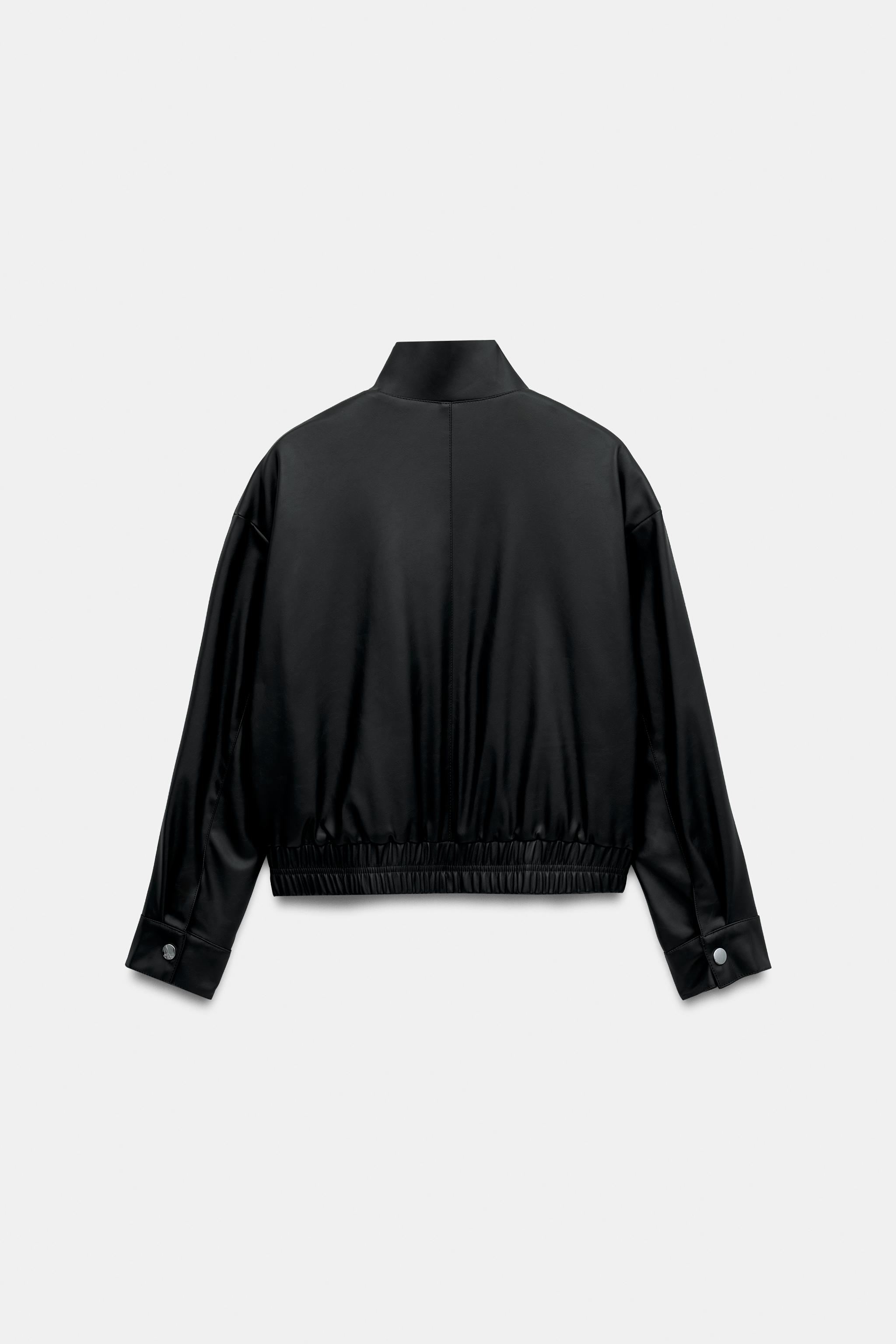 FAUX LEATHER HIGH-COLLAR JACKET