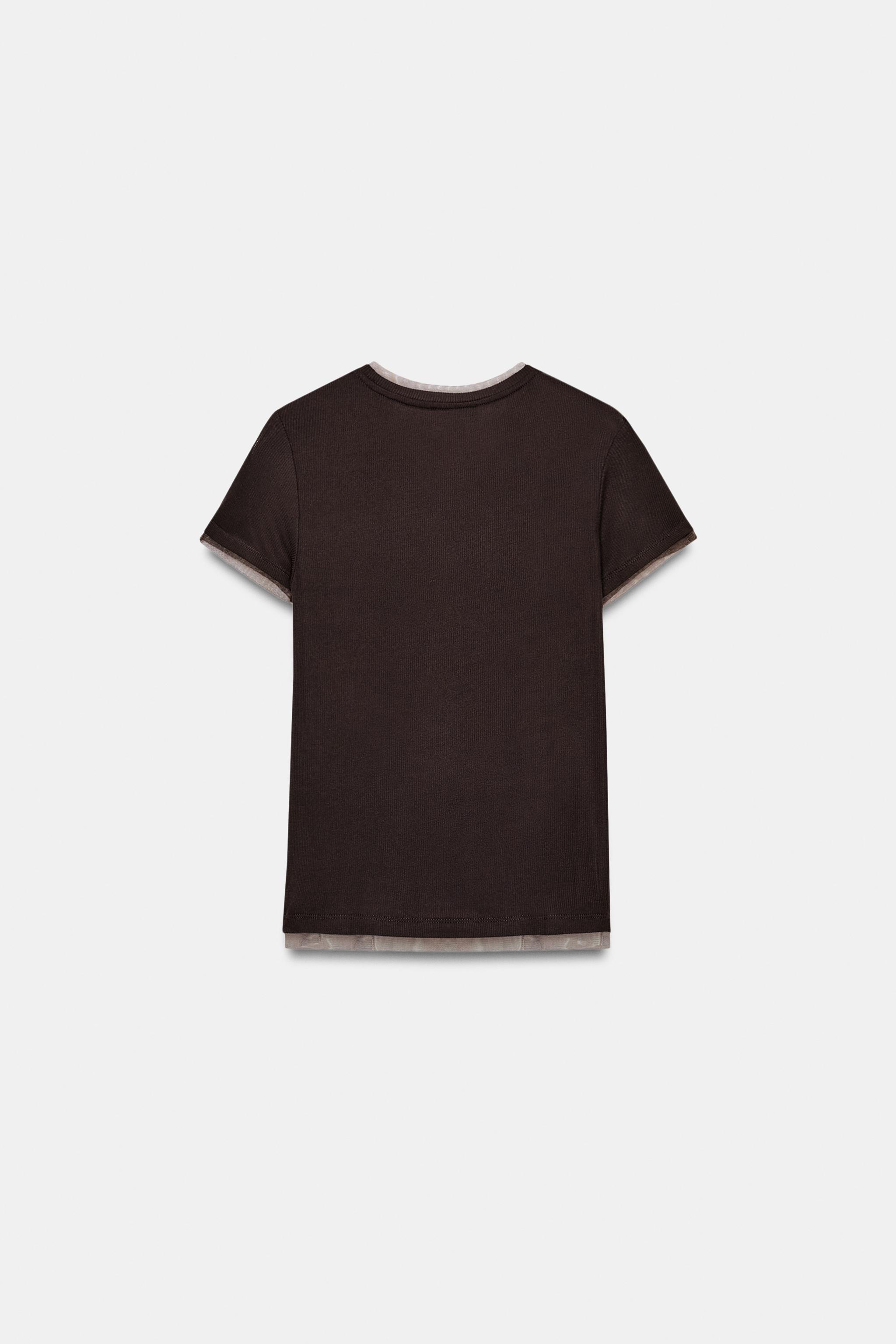 T-SHIRT EN MATIÈRES VARIÉES TULLE