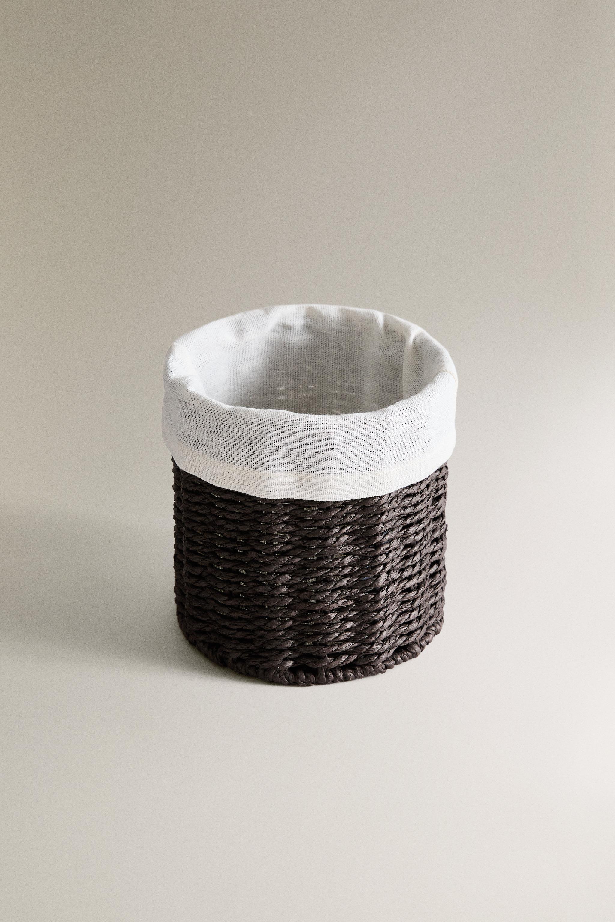 ROUND COTTON-LINED BASKET — Brown