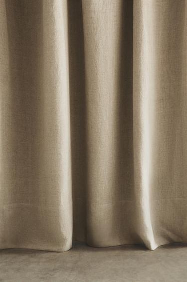 LIGHT BEIGE LINEN BLACKOUT CURTAIN - Light beige by Zara