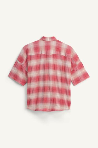 LIMITED EDITION TEXTURED CHECK SHIRT - Red by Zara - Image 5