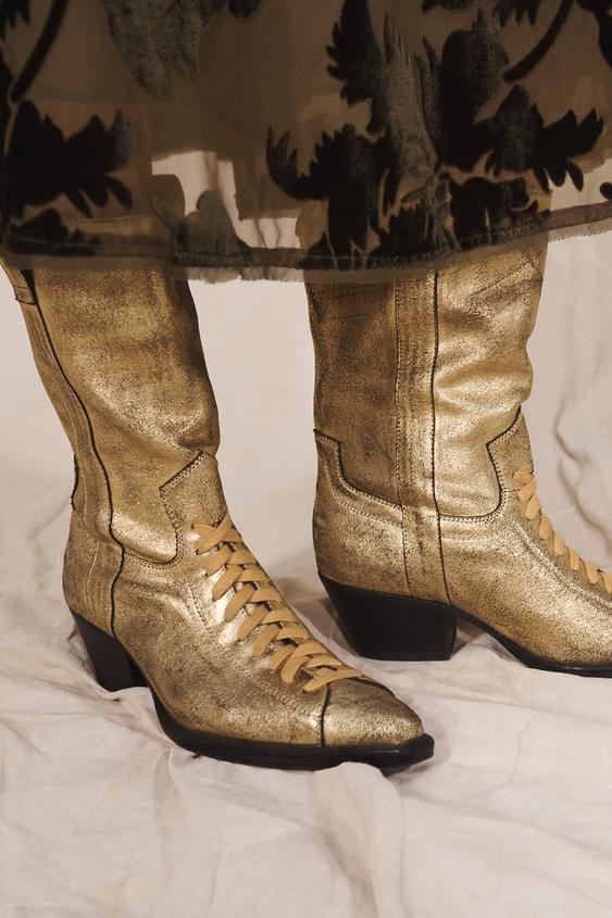 BOTTINES TALONS CUIR LIMITED EDITION - Or de Zara - Image 3