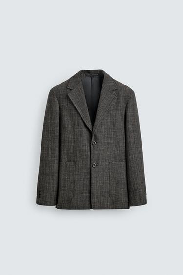 REGULAR FIT TEXTURED BLAZER - brown vigore by Zara