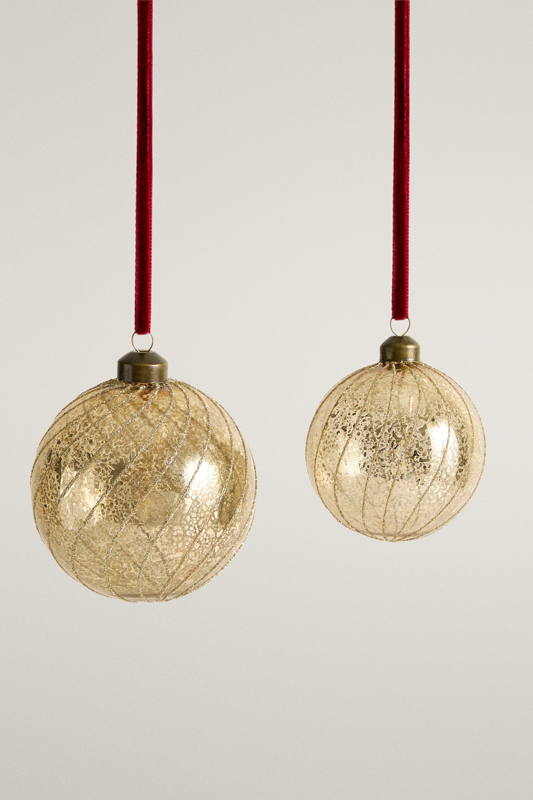 GLITTER STRIPED CHRISTMAS TREE DECORATION