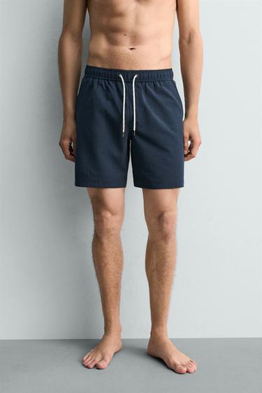 MAILLOT DE BAIN LONG EN SEERSUCKER - Bleu marine de Zara - Image 2