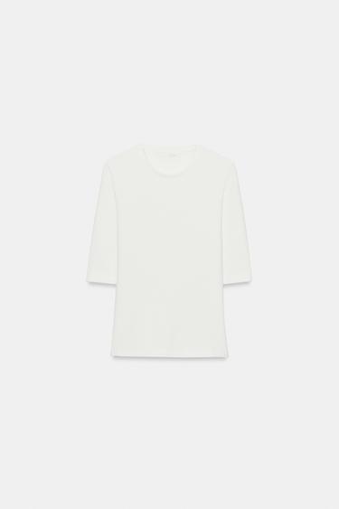 ELBOW-SLEEVE T-SHIRT — White 1