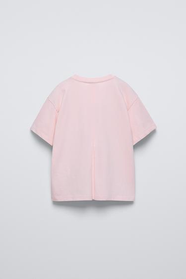 T-SHIRT WITH FLORAL APPLIQUÉ - Pink by Zara - Image 1