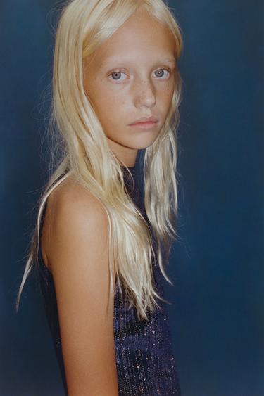 Zara SHINY VELVET HALTER TOP - Midnight blue