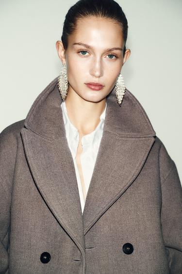 DOUBLE-BREASTED SHORT COAT - Mink by Zara