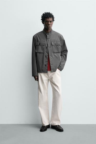 КУРТКА-РУБАШКА ИЗ ХЛОПКА С КАРМАНАМИ — МЯГКИЙ СЕРЫЙ от Zara — изображение 0