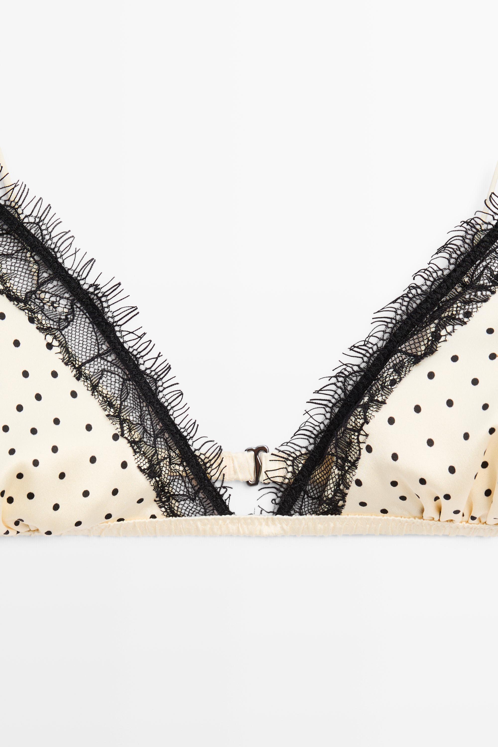 Soutien-gorge triangle en soie à pois