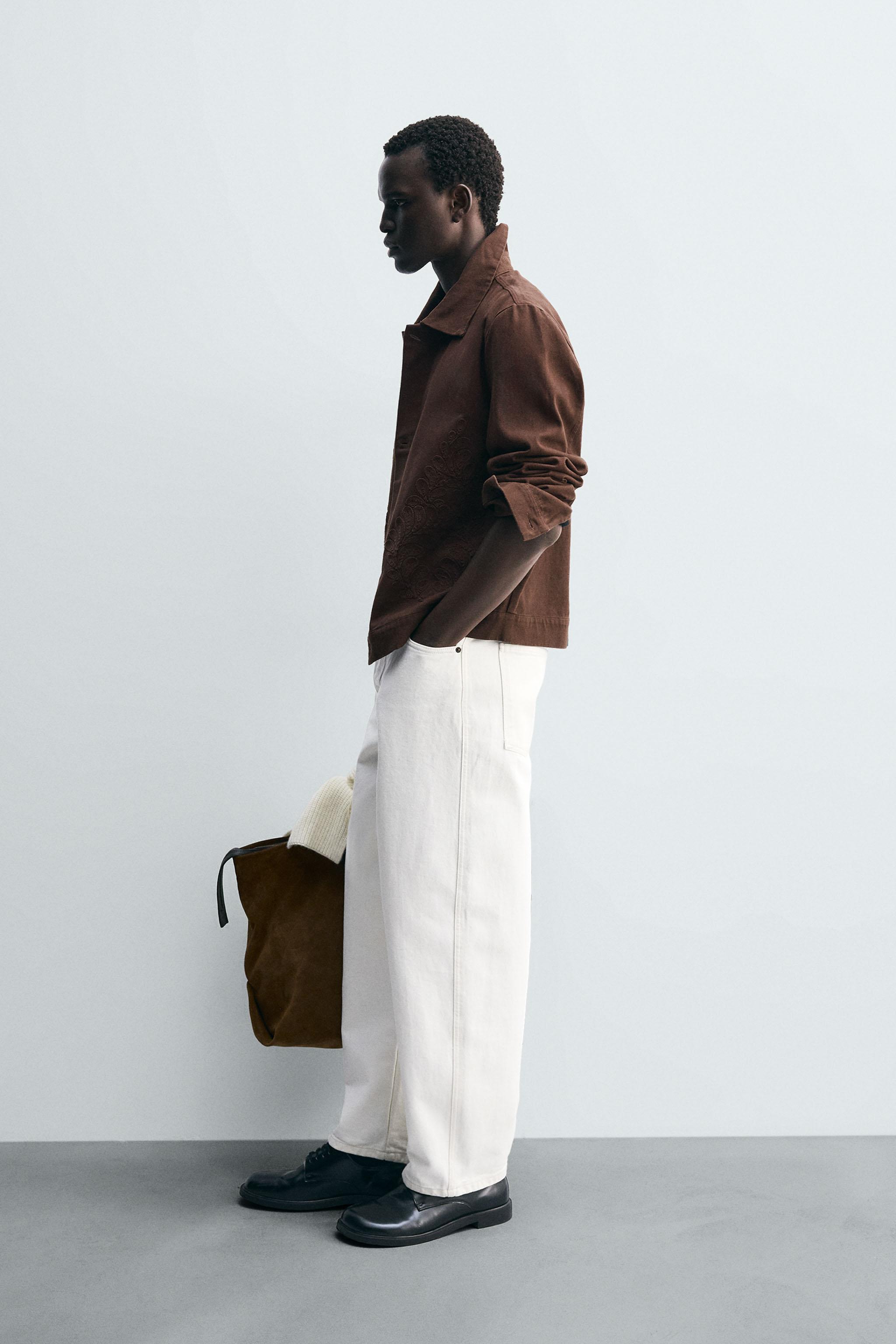 EMBROIDERED TEXTURED OVERSHIRT