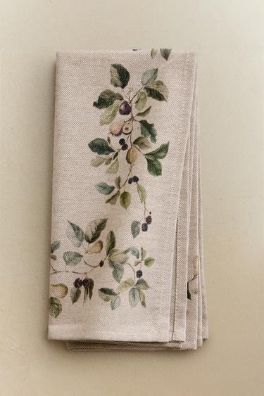 Zaras FLERPACK SERVETTER MED FRUKTMÖNSTER (2-PACK) - Grönaktig