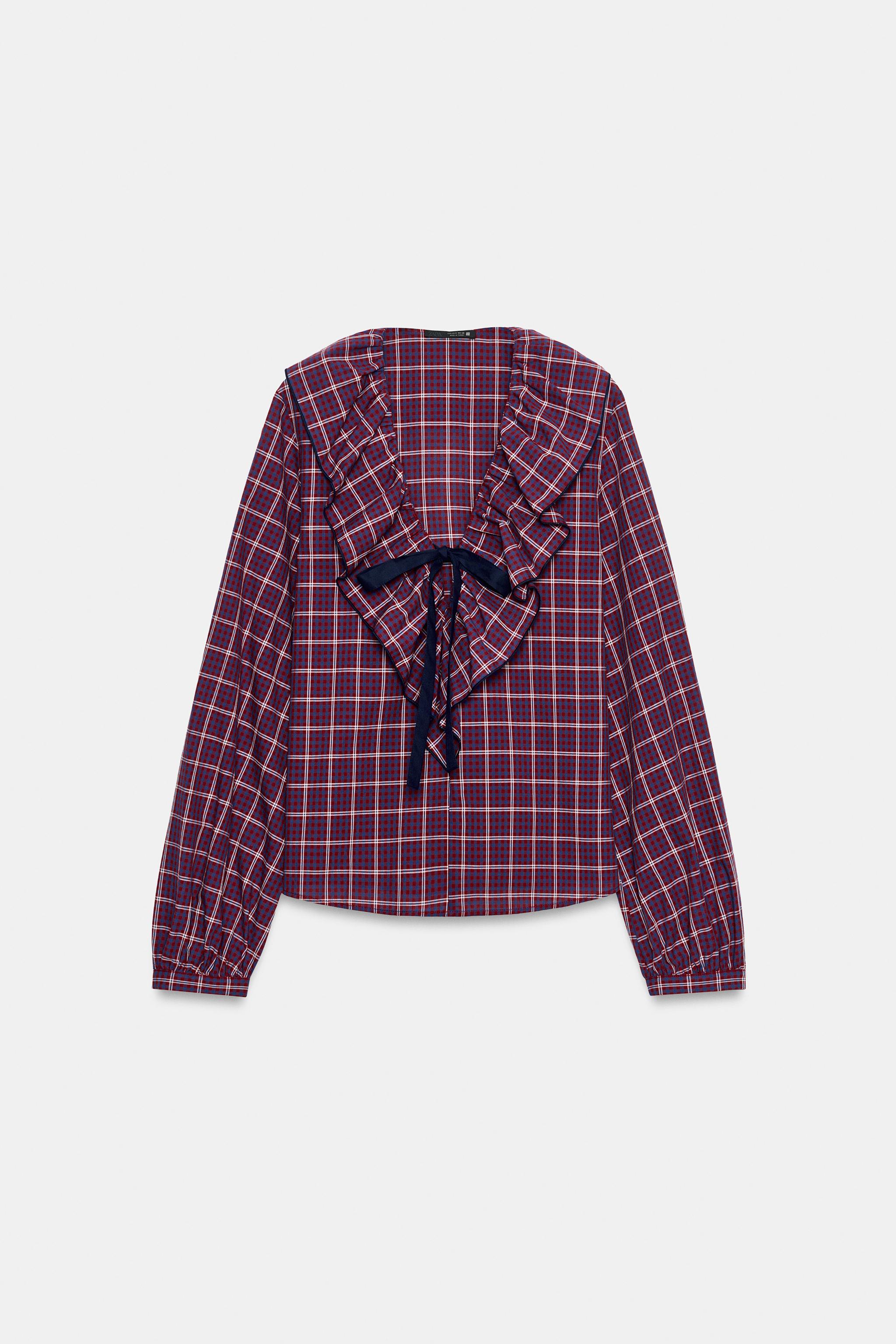 CHECKED BOW BLOUSE