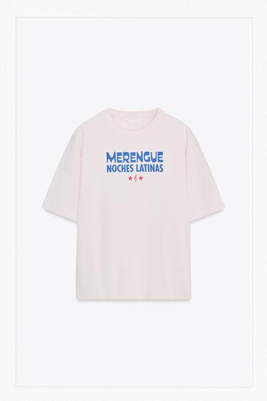 CAMISETA ESTAMPADA TEXTO - Rosa de Zara