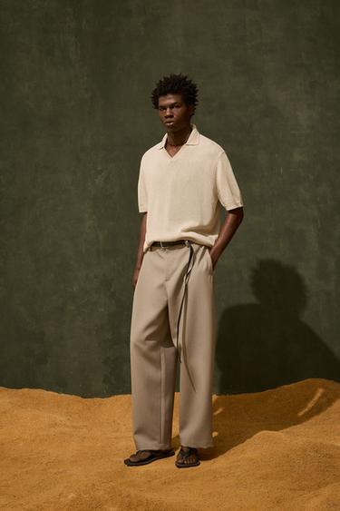 Zara TEXTURED KNIT POLO - Light beige - Image 0