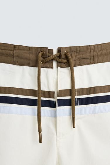 LONG STRIPED SWIMMING TRUNKS - Ecru by Zara - Image 7