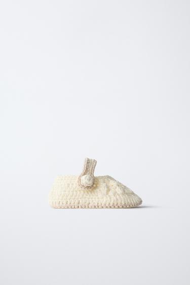 Zara COTTON BOOTIES - Off White