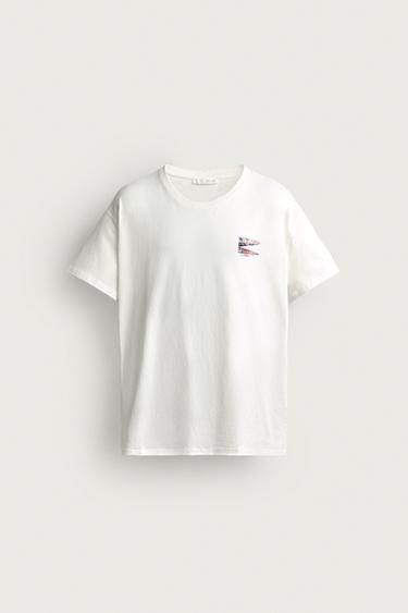 Zara FLAG PRINT T-SHIRT - White