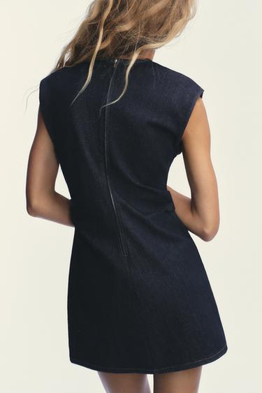 TRF DRAPED DENIM SHORT DRESS - Navy blue by Zara - Image 2