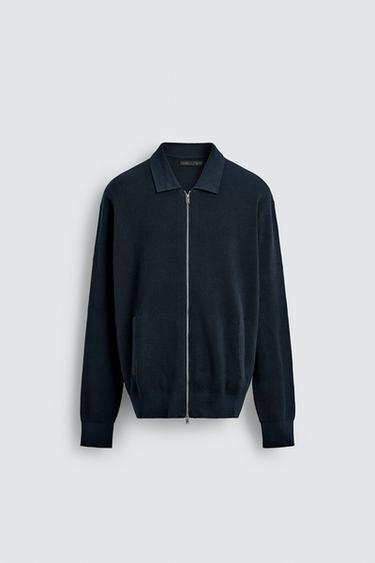 ZIP-UP KNIT CARDIGAN - Navy blue by Zara - Image 5