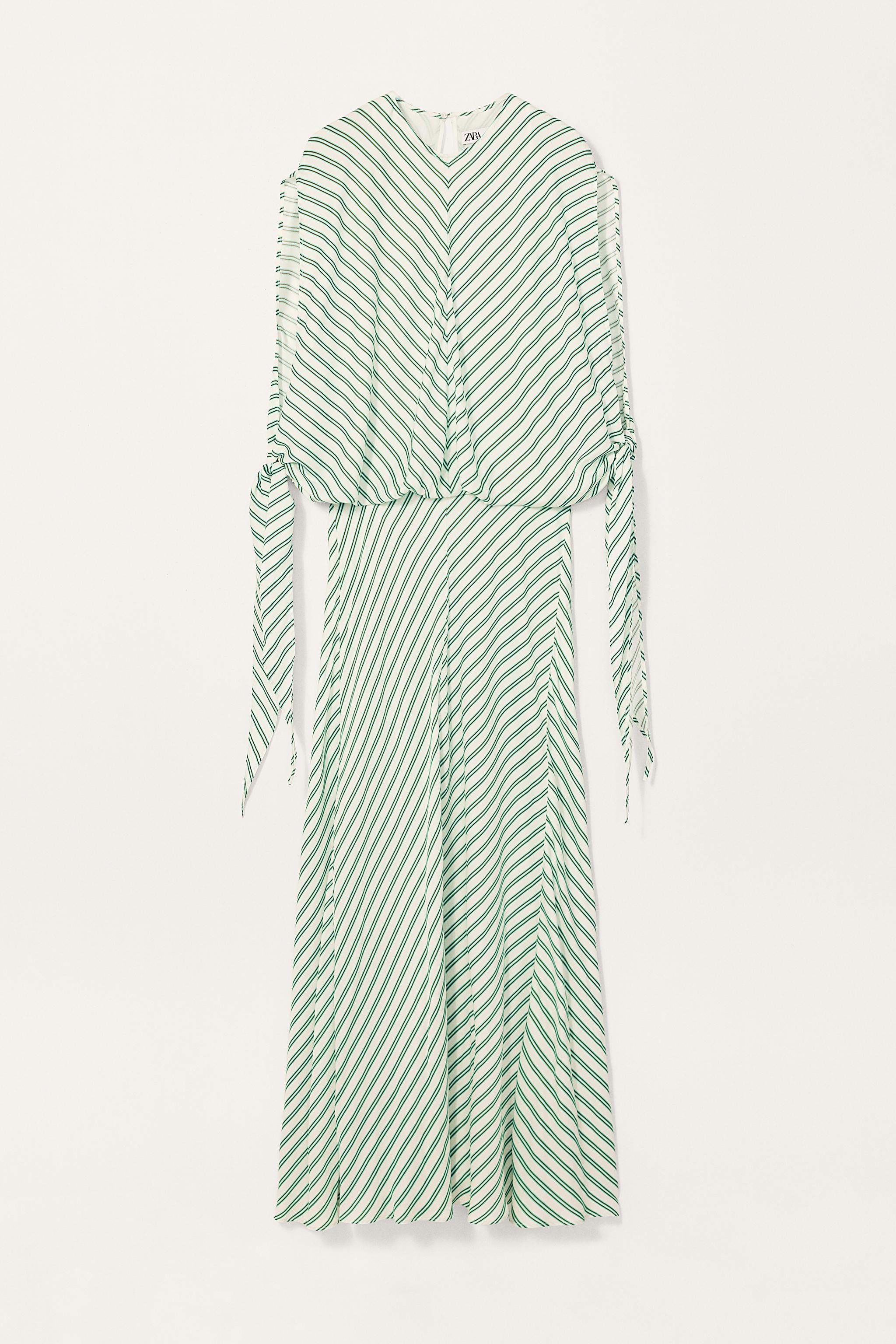 ZARA ストライプ柄リボン付きショートワンピース 3154/844 ストライプ柄リボン付きショートワンピース - ピンク/ホワイト