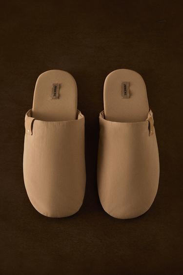 Zara TECHNICAL FABRIC SLIPPERS - Beige - Image 0