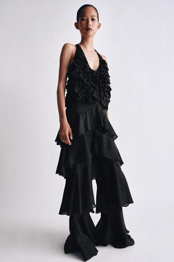 TOP VOLANTES CON RAMIO ZW COLLECTION - Negro de Zara - Imagen 0