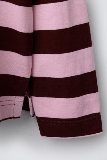 T-SHIRT À RAYURES AVEC CŒUR BRODÉ - Rose de Zara - Image 3