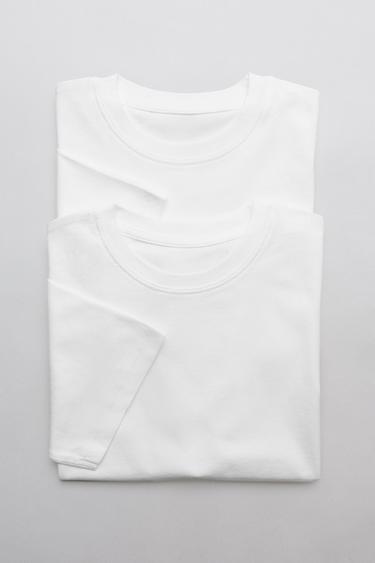 PAKKE MED TO ENSFARVEDE T-SHIRTS - Hvid fra Zara