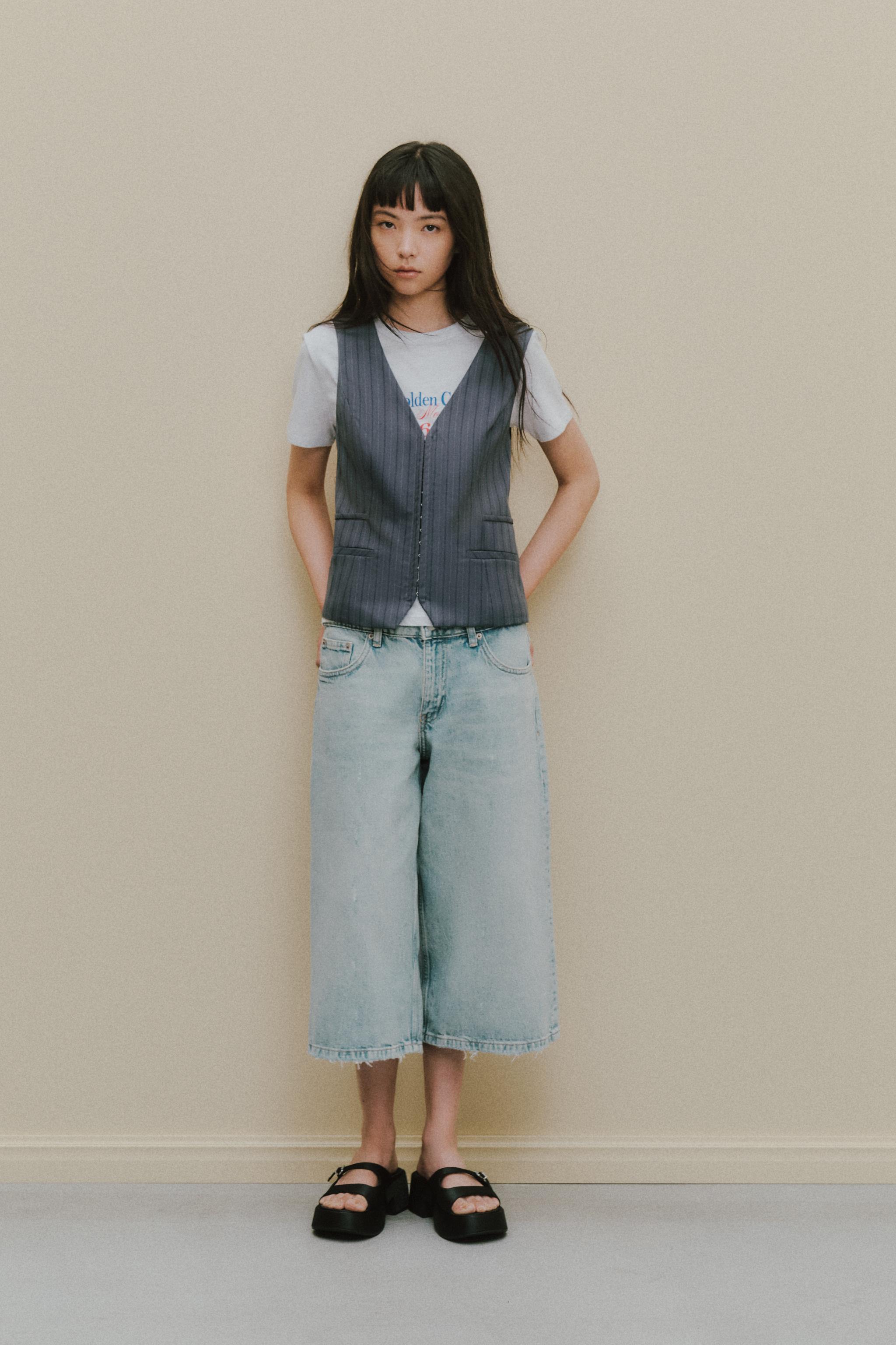 ピンストライプ柄ベストトップ - ブルー/グレー | ZARA Japan / 日本