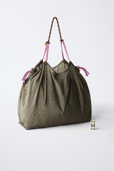 NYLON ANIMAL PRINT SHOPPER BAG - Brown by Zara - Image 6