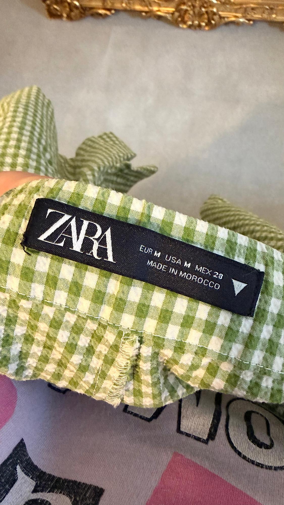 WRAP SKIRTSHORTS IN GREEN GINGHAM - Image 5
